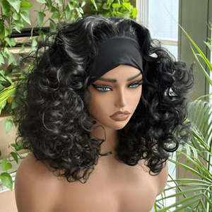 <span class=keywords><strong>Parrucca</strong></span> <span class=keywords><strong>Afro</strong></span> Ricci Corti in Fibra Resistente al Calore, Densità 180%, Nera, Senza Colla, per Donne Africane - Product Image 3