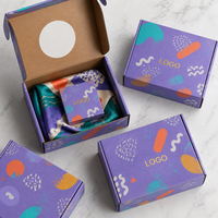 Boîte d'expédition en carton ondulé violet avec logo personnalisé, estampage à chaud UV or, emballage cadeau imprimé, boîte avion