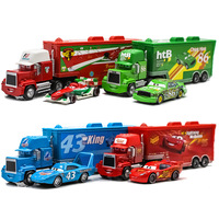 Ensemble Train de Marchandises + Camion de Course - Véhicules Jouets en Métal Moulé Sous Pression à l'Échelle pour Modèles Miniatures