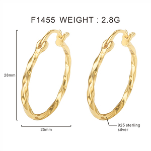 Non Tarnish 925 Sterling <strong>Silver</strong> Chunky Hoop Earrings Fine Jewelry Luxury 28mm Big <strong>Huggie</strong> Twisted Earrings for Women - Product Image 6