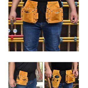 Heavy Duty 4 Pockets <b>Leather</b> <b>Tool</b> Belt Multipurpose Pockets Work Organizer Pouch Framing Fat Lip <b>Tool</b> Holder for Carpenter - Product Image 5