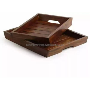 Restaurante de madera de acacia y suministros para hoteles Bandeja de servicio de madera con tamaño personalizado y bandeja de boda de diseño - Product Image 6