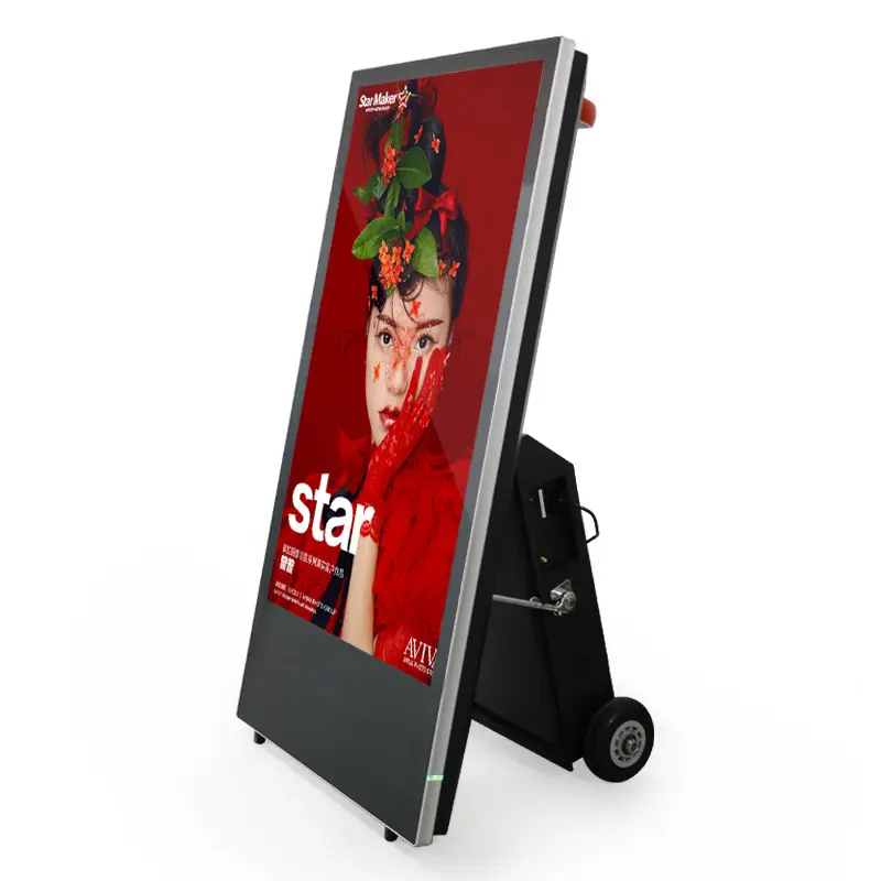 Aanpassen 43 50 55 Inch Signage Draagbare Display Speler Speelt Poster Lcd Draagbare Reclame Display Digitale Marketing