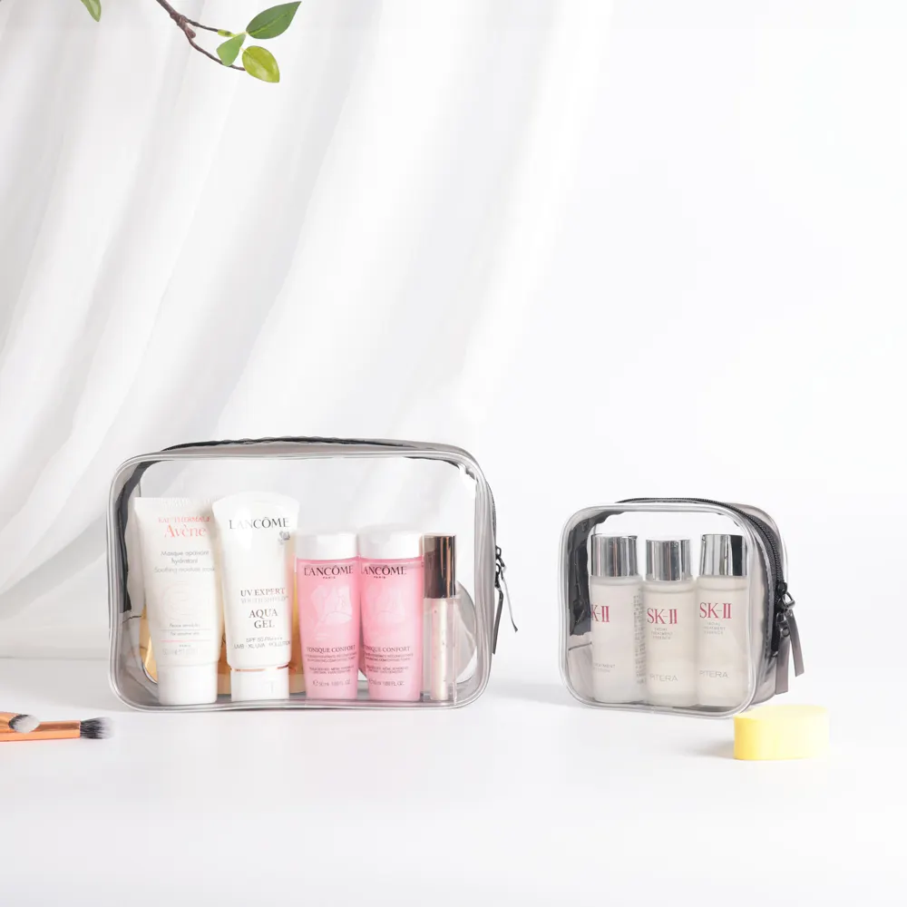 New Product 2024 Custom Travel Toiletry Organizer Transparent Makeup Bag Neutral Clear PVC Cosmetic Bag