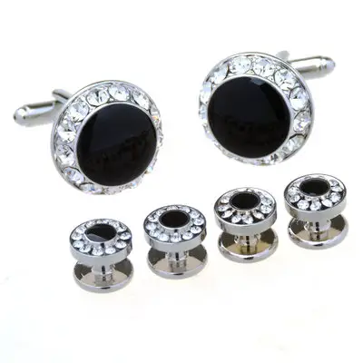 Wholesale Manufacturer Collar Button Studs With Diamond Crystal Cufflink Set Mens