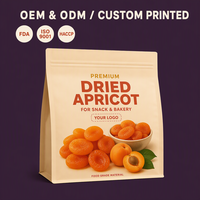 Sacs d'abricots séchés personnalisés imprimés, sachets refermables de qualité alimentaire pour l'emballage des abricots, sacs d'emballage pour les collations et la boulangerie en gros
