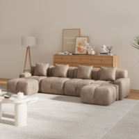 Canapé-lit modulaire sectionnel en U, chaise longue surdimensionnée 4 places, convertible sans structure, ensemble de canapé de sol capitonné effet nuage
