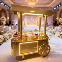 Vente d'usine Décoration de fête de mariage Gâteau Dessert Présentoir Vintage Golden Candy Cart