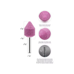 Piedras <span class=keywords><strong>de</strong></span> molienda <span class=keywords><strong>de</strong></span> óxido <span class=keywords><strong>de</strong></span> aluminio montadas en la cabeza <span class=keywords><strong>de</strong></span> diferentes formas P80 Grit Pink OEM 1/4 "(6mm) Juego <span class=keywords><strong>de</strong></span> herramientas rotativas <span class=keywords><strong>de</strong></span> mandril - Product Image 3