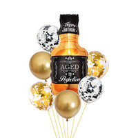 Nouvel ensemble de ballons en aluminium en forme de bouteille de champagne et de verre à bière, 7 pièces, décorations pour fête d'anniversaire