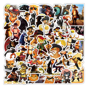 50 autocollants amusants et mignons de dessins animés américains, Aventures de Chatons, <span class=keywords><strong>Puss</strong></span> in Boots, Comédie - Product Image 1