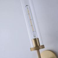 Applique murale moderne en cuivre avec tube cylindrique en verre transparent, design de lampe murale de luxe pour villa et chambre à coucher