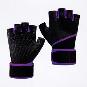 Hot Sale Customized Leather Gym Fitness <b>Gloves</b> Long Cuff Wrist Support Breathable Outdoor Workouts Weight Lifting Men Sports - Product Image 1