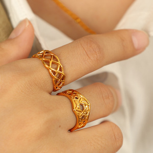 European Style Gold Plated <b>Ring</b> Geometric Star <b>Open</b> Hollow Design For Women Gift Jewelry - Product Image 4