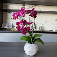 Fleurs artificielles Phalaenopsis Rain Stone Bonsai, pot de fleurs artificiel imprimé en 3D pour la décoration de bureau, orchidée