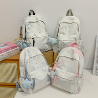 Sac à dos scolaire personnalisé en peinture à l'encre chinoise, résistant à l'eau, 20-36L, en tissu Oxford durable, pour étudiants, modèle arqué