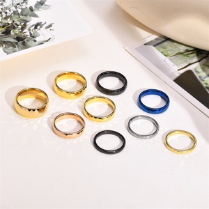 Wholesale Gold Plated Stainless Steel Fine Jewelry Dainty Engagement <b>Finger</b> <b>Rings</b> Highly Polished Faceted - Product Image 1