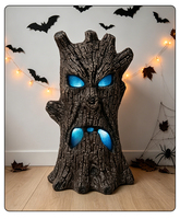 Décoration suspendue 2026 Halloween : Esprit d'arbre semi-lumineux à détection de lumière avec effets sonores pour maison hantée et scène de chambre secrète