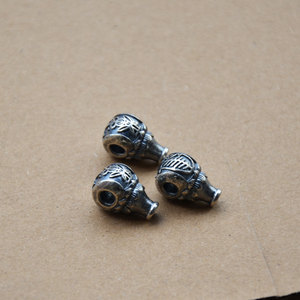 Silver Shanxi Old Silver Three Way Loose Bead Tapered Baguette Cut For <b>Bracelet</b> Making <b>Metal</b> Beads Unisex Lucky Charm Pendant - Product Image 4