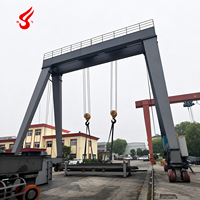 Grue portique à rotation 360° à poutre simple ou double, capacité 5, 10, 20, 50 tonnes, sur pneus en caoutchouc avec palan électrique