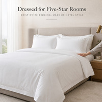 Parure de lit d'hôtel 4 pièces, ensemble de draps King Size 100% Coton 400TC Blanc Uni, Hypoallergénique, Respirant, OEM Personnalisé, Vente en Gros