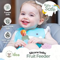 Aangepaste Logo BPA-vrije siliconen baby fruitvoeder/bijtring 1 voeder met 3 maten siliconen speenjes babyvoeding bijtring