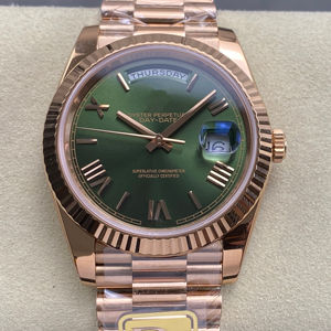 Montre mécanique de qualité supérieure 40 mm, usine PPM, acier 904L, mouvement 3255, 228235, poids 208 g, or rose, montre verte, modèle Président - Product Image 1