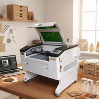 Machine de gravure laser CO2 compacte 7050 100W avec refroidisseur d'eau interne, découpeuse laser CNC tout-en-un de bureau pour petites entreprises