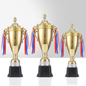 Trophées géants en argent plaqué populaires en Amérique et en Europe, base surélevée, trophée de champion sportif moderne, trophée de football, trophée en métal - Product Image 3