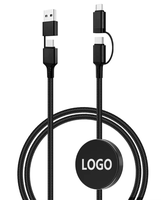 Câble de charge USB C 4 en 1 60W PD avec logo LED personnalisé OEM d'usine, câble de données OTG, certifié CE RoHS REACH GRS BSCI