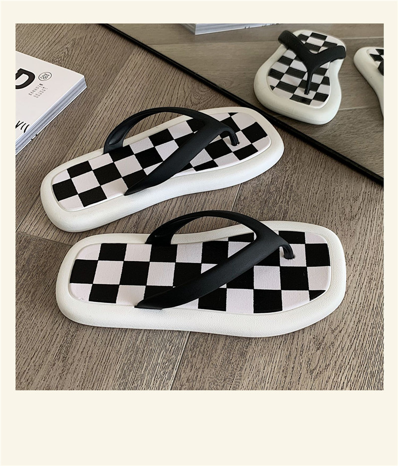 Custom Printed Flip Flops Checkerboard EVA PE Flip-flops Slippers for Mens Women
