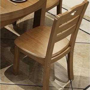 Nuevo Diseño Juego de Comedor Clásico de Madera Maciza 1 Mesa y 6 Sillas Muebles para el Hogar Mesa de Comedor Plegable Giratoria Redonda de Madera de Caucho - Product Image 6