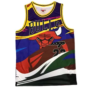 M&N Summer Bull No. 23 high quality polyester fast drying men's basketball jerseys are available wholesale