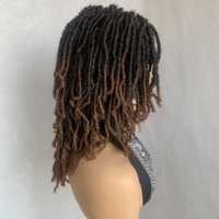 Perruque synthétique tressée au crochet style faux locs, résistante à la chaleur, avec bonnet en maille élastique, cheveux bouclés dreadlock respirants, pour femmes noires