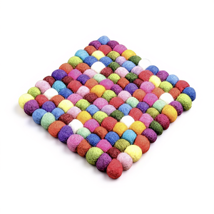 Multi Purpose Coaster 20x20cm Colorful Felt Ball Design For <b>Table</b> Protection - Product Image 2