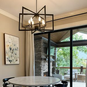 Black Geometric Pendant <b>Light</b> <b>Square</b> Iron Chandelier E26 LED Bulb For Kitchen Entryway Modern Industrial <b>Ceiling</b> Lighting - Product Image 3