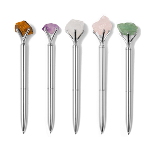 Stylo surmonté de pierres précieuses naturelles Stylo en pierre de cristal brut unique Stylo en forme de loi d'<span class=keywords><strong>attraction</strong></span> pour journalisation de rêve Accessoires en cristal brut - Product Image 2