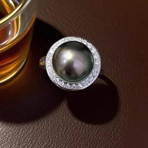 10732 DIY <b>Pearl</b> Accessories S925 Silver <b>Ring</b> with Empty Stand 11-13mm Round Beads Gold/Silver Jewelry Diamond <b>Rings</b> - Product Image 2