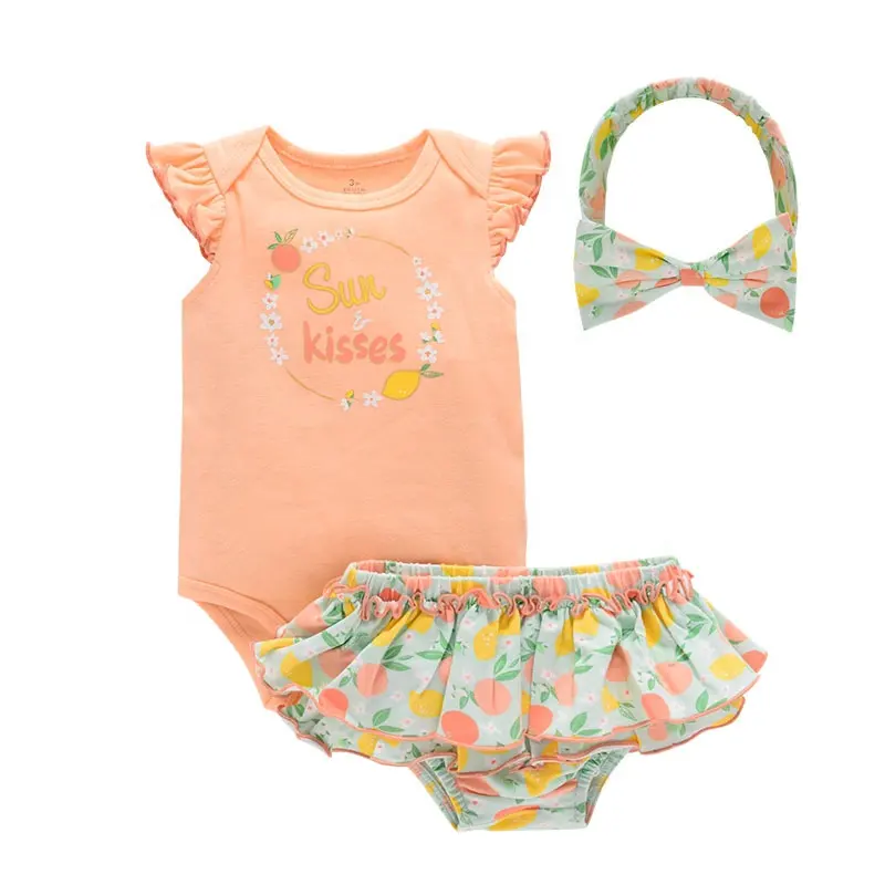 4 आकार कपड़े/पैक नवजात शिशु लड़कियों मुद्रित कपड़े सेट गर्मियों कपास शिशु बच्चे Romper