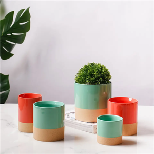 Vase <span class=keywords><strong>Ikebana</strong></span> en céramique émaillée bicolore moderne nordique, neuf d'usine, couleur personnalisée, décoration de table de mariage, décoration de la maison - Product Image 4