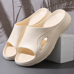 Sandales plates blanches en EVA à semelle épaisse pour hommes, pour la maison et la plage - Product Image 4
