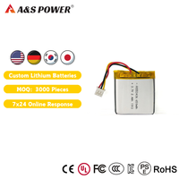Pasokan Pabrik Baterai Lithium Polymer Isi Ulang 650mAh 3.7V AS553436 dengan UL CE untuk Perangkat Konsumen
