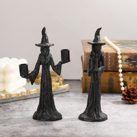 Adornos de Resina Ecológicos Hechos a Mano con Patrón Escénico Moderno, Candelabros, Decoraciones Oscuras de Halloween con Temática de Sacrificio de Brujas para Mesa