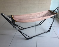 Hamac de camping double avec support portable, hamac pour 1 personne, robuste avec support en acier peu encombrant