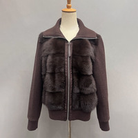 Veste d'hiver rembourrée pour femme, 90% duvet de canard blanc, fourrure de vison véritable, polaire brossée, style bomber