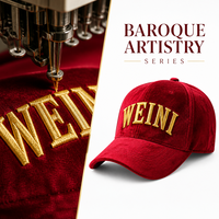 Casquette de baseball en velours WEINI avec logo personnalisé, broderie or métallique, 6 panneaux, casquettes de luxe streetwear, vente en gros