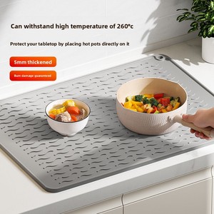 Kitchen Heat Insulation Anti-scalding High Temperature Pot Children's Dining Table <b>Silicone</b> <b>Mat</b> Non-slip Drain Square - Product Image 5
