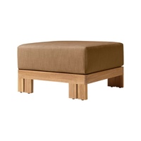 Canapé d'extérieur en teck au design moderne et épuré pour hôtel, villa, patio, ensemble canapé et table basse en bois massif pour l'extérieur