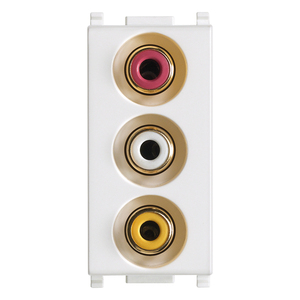 Connecteur RCA, prise 3 ports, blanc, montage sur panneau audio-vidéo - Product Image 1