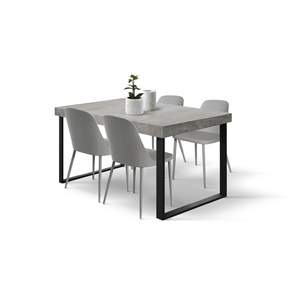 <b>Extendable</b> Concrete Gray Dining <b>Table</b> 140x90 Metal U-Shaped <b>Legs</b> Internal Use - Product Image 6